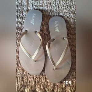 Reef Stargazer Gold Glitter Flip Flops Size 8-9 Rubber Sole Sandals Cruise